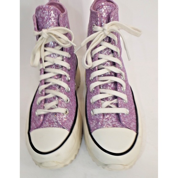 Converse Run Star Hike High Top Purple Glitter Platform Shoes-Ladies 9 / Men 7½ - Picture 13 of 16